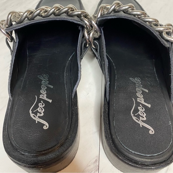 New! Free People Vida Black Leather Mule 10 - Picture 11 of 13